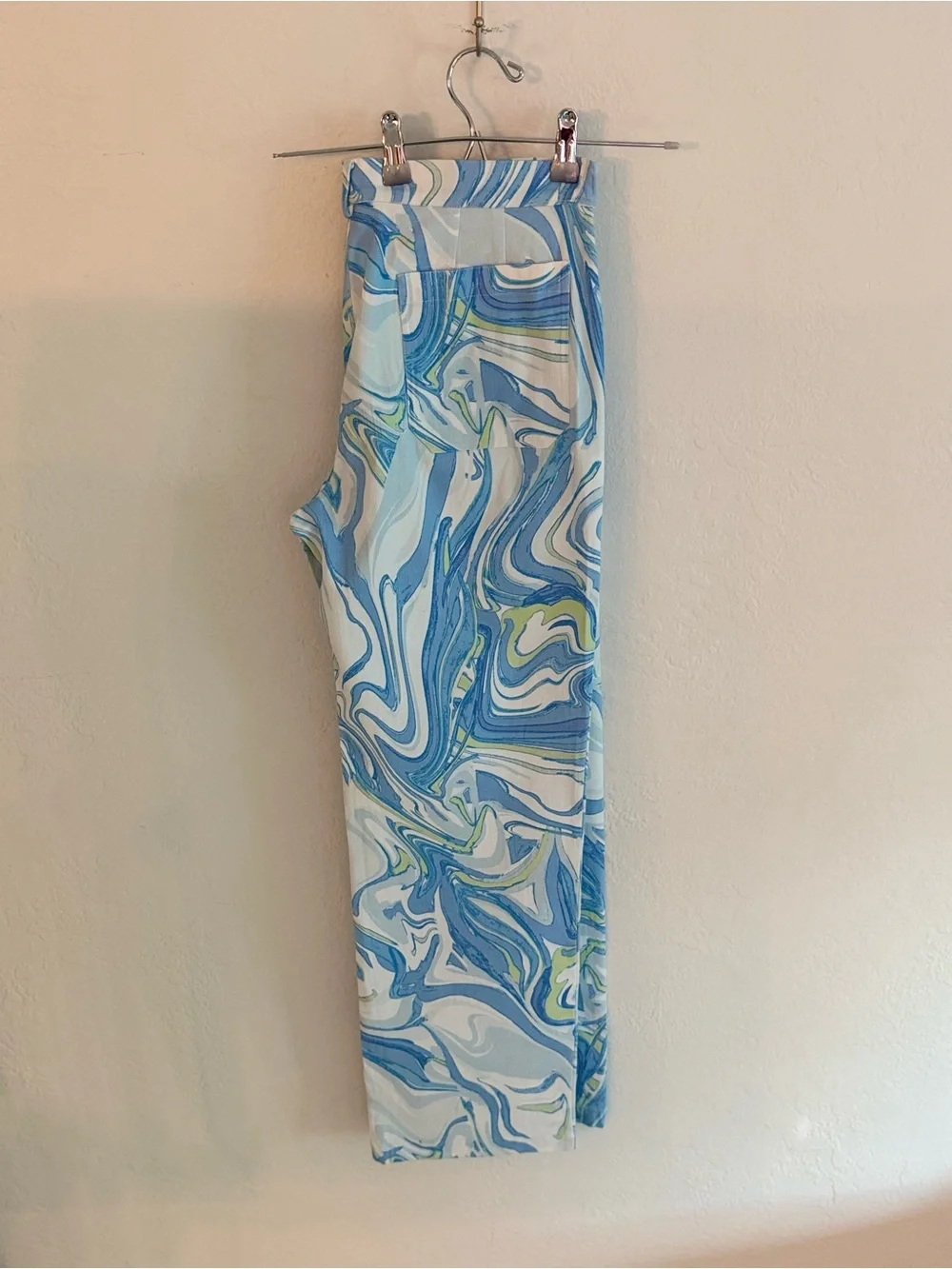 Hale Bob Los Angeles Retro Swirl Print Pants Abstract Blue Green Pucci Style L - Picture 4 of 5